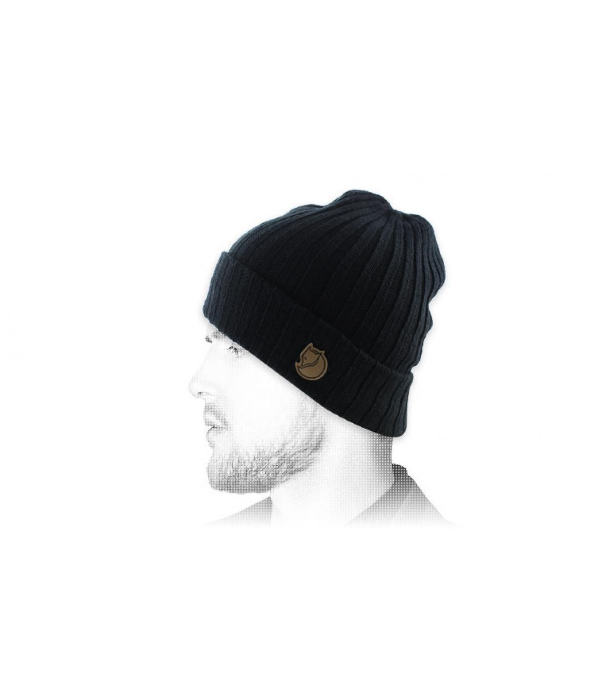 Schwarze Mütze Revers Fjällräven Beannie Byron black Schwarze Mütze Revers Fjällräven Beannie Byron black
